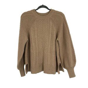 Frank and Oak Women's Size L Cable Knit Sweater Classic Capsule Fisherman Tan